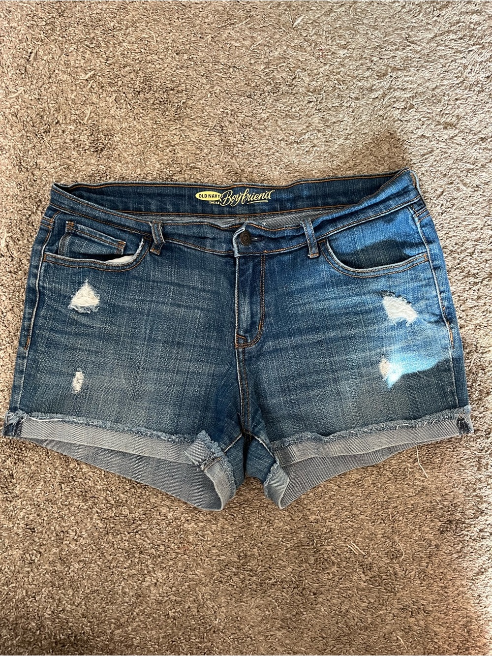 Old Navy Distressed Boyfriend Denim Shorts - Dark Blue